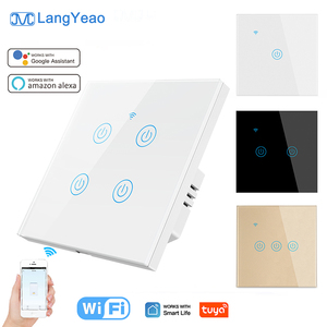 Interruptor Táctil Inteligente WiFi LangYeao, <span class=keywords><strong>Compatible</strong></span> <span class=keywords><strong>con</strong></span> Apple Siri HomeKit, <span class=keywords><strong>Alexa</strong></span>, Google Home, Control por Voz, Panel de Vidrio - Product Image 1