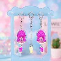 Échantillon Gratuit Porte-clés Acrylique Anime Pas Cher Personnalisé avec Impression UV et Breloques en Acrylique Holographique Arc-en-ciel
