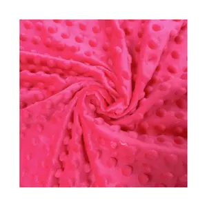 Haoyang üretici toptan düz renk Velboa 100 Polyester Spandex Minky nokta kadife süper yumuşak peluş kumaşlar için battaniye