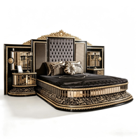 Meubles de chambre à coucher en bois luxueux, couleur personnalisée, style turc classique, à fond rainuré, design antique européen, rembourrés