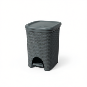 Poubelle à pédale Intreccio Line 320x265x385mm en PP, design minimaliste rectangulaire gris foncé pour intérieur - Product Image 3
