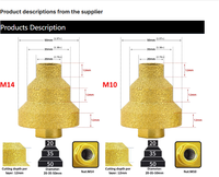 M10 M14 Filetage 20-35-50mm Étape Diamant Chanfrein Foret Angle Meuleuse Trou Scie pour Marbre Carrelage Maçonnerie Béton Porcelaine
