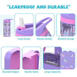 Set de Lonchera Infantil Aislada y Botella de Agua de Plástico a Prueba de Fugas para Viajes Escolares - Product Image 4