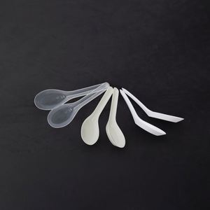 Cuillère courte en plastique noir transparent haut de gamme, très vendue en gros, pour nouilles de riz, emballée avec des cure-dents et des mouchoirs. - Product Image 1