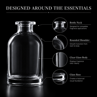 Bouteille en verre de luxe minimaliste de haute qualité 100 ml, flacon épais vide pour diffuseur à bâtonnets d'huiles essentielles et parfum de voiture