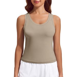 FOXA Women's Scoop Neck Racerback Yoga <b>Top</b> Breathable Spandex Polyester Crop Tank Sleeveless Workout Shirt - Product Image 1