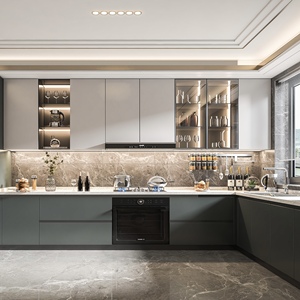 Armario de cocina de madera de roble macizo de diseño francés moderno personalizado con juego de cocina victoriano completo de estilo MDF a la venta - Product Image 2