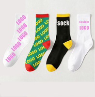 Chaussettes en coton doux et respirant, logo personnalisé, multicolores, chaussettes décontractées pour adultes