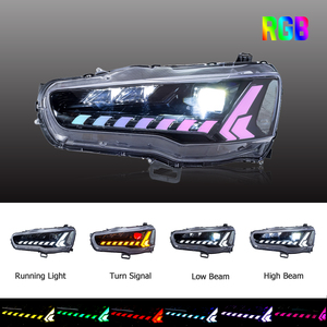 HCMOTIONZ RGB Start up Animation Sequential Lamps <span class=keywords><strong>12V</strong></span> 6000K LED Headlights Mitsubishi Lancer 2008-2017 Demon Eyes - Product Image 3