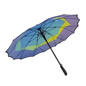 Cadre coupe-vent Design client Impression couleur Parapluie droit à ouverture automatique en une seule pièce Panneau