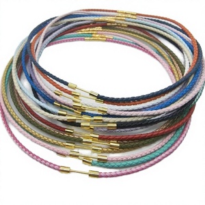 Kalung Rantai Tali Kulit 3mm dengan Gesper Lurus Stainless Steel yang Dapat Dibuka, Berlapis Emas, Pin Sekrup Tersembunyi, Tahan Luntur Warna - Product Image 4