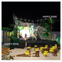 Équipement de terrain de jeu intérieur sur le thème des dinosaures, trampoline ignifuge, taille personnalisée, sculpture de T-Rex, scène FEC pour la famille