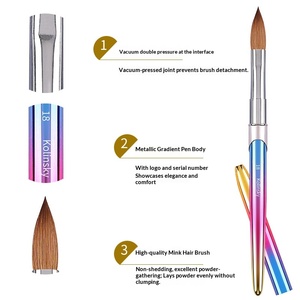 Pinceau à ongles professionnel en poils de Kolinsky pour nail art, sculpture et décoration de cristaux, avec manche métallique confortable et durable, outil de salon en acrylique - Product Image 4