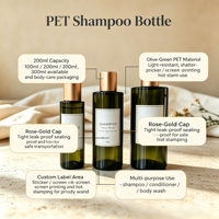 Flacons de lotion vert foncé de 100 ml/200 ml/300 ml avec bouchons dorés pour recharges de shampoing et d'après-shampoing