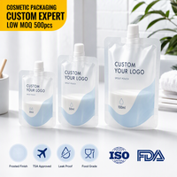 Pochette à bec verseur givrée minimaliste pour shampoing et lotion, sac de voyage transparent pour liquides, 30ml 50ml 100ml, sachet cosmétique