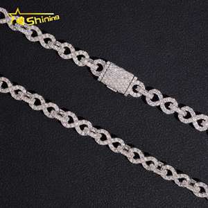 Hip Hop <strong>Necklace</strong> 6mm <strong>Infinity</strong> Cuban Chain <strong>Gold</strong> Plated Solid Sterling Silver 925 Cuban Link Chain VVS Moissanite Hip Hop Jewelry - Product Image 4