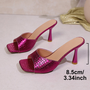 Escarpins sexy à talons hauts pour femmes, grandes tailles, nouvelle collection été, bout carré, talon aiguille, style Sals - Product Image 6