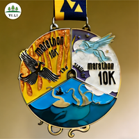 Médaille de finisseur de marathon personnalisée en alliage de zinc 3D, médaille combinée puzzle, triathlon, course à pied, natation, cyclisme, création artistique gratuite