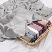 Écharpe longue en satin texturé froissé pour femmes, châle lisse effet soie scintillant, couvre-chef musulman pour femmes
