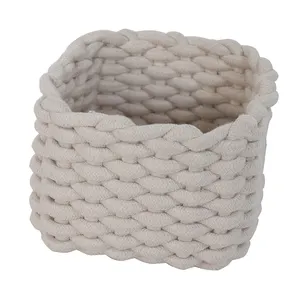 Online Wholesale Woven Laundry Rectangular Storage Cotton Rope Basket