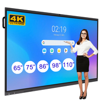 Pizarras Electrónicas Interactivas de 75 Pulgadas, Pantalla Táctil 4K con Cámara de 48MP para Enseñanza en el Aula, Escritura con Doble Lápiz
