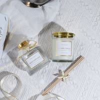 Luxus-Handelsmarke für Reed Diffusor und Aroma kerze Geschenkset mit Glas material für die Luft erfrischung zu Hause