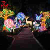 Instalasi Lampu Luar Ruangan dengan Pajangan Lampion Besar Bertema Fantasi Kustom untuk Taman Wisata dan Pariwisata Malam