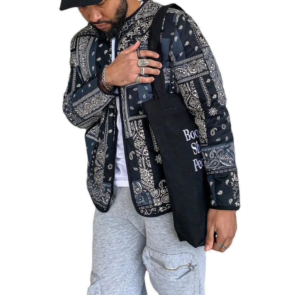 Men's Baseball Jacket Fashion vintage print casual jackets 2023 hot sale round neck lightweight coat