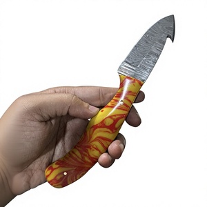 Couteau à lame fixe Drop Point en acier Damas 20 cm, manche en bois Pakka bleu, pour le camping, la survie, la chasse et les activités de plein air - Product Image 5