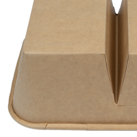 Bol en papier kraft rectangulaire à 2 compartiments Fond plat Résistant à la graisse Anti-fuite Contenant alimentaire jetable avec couvercle
