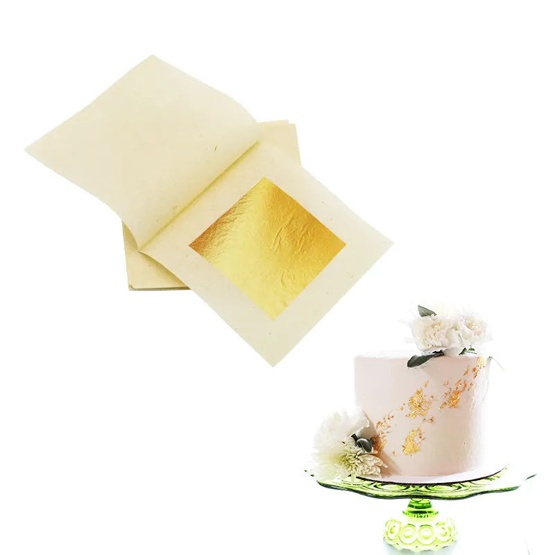 Offre Spéciale 3x3 cm 99% feuille d'or véritable pour gâteau vin café décor soins de la peau Art dorure 24K feuilles d'or comestibles feuilles d'aluminium