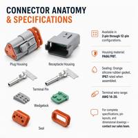 Automotive DT-Steckverbinder 2-12 Pin Stecker-Buchse-Set Anschlüsse Wasserdichter Kabelbaum PBT/PA66 Material Grau