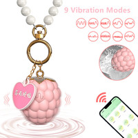 Erwachsenen-Sexspielzeug Nippel-Klitoris-G-Punkt APP-gesteuerter Rosa Erdbeer-Vibrator mit Perlenkette
