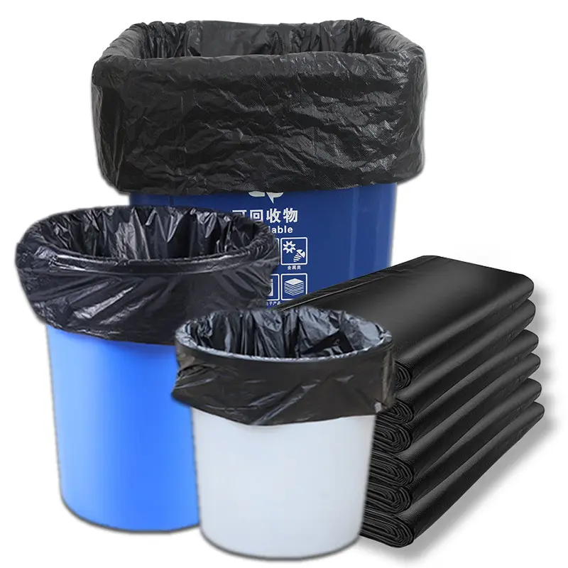 Bolsas de basura grandes negras industriales de 33 42 55 galones, bolsas de basura para contratistas de alta resistencia, revestimiento de cubo de basura para exteriores para césped y hojas