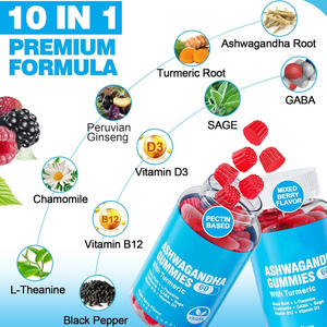 OEM Gummies Vegan Ashwagandha con L-teanina, GABA, magnesio, curcuma, zinco e <span class=keywords><strong>vitamina</strong></span> <span class=keywords><strong>D3</strong></span>-senza zucchero - Product Image 2