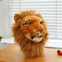 Sac à dos modèle tête de lion et tigre réaliste, jouet en peluche super doux, coton PP, anti-stress, finition lavée, vernissage UV
