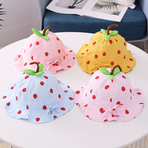 2021 nuovo stile cappelli per bambini a righe graziosi bacinella a foglia di fragola e Design alla moda da <span class=keywords><strong>pescatore</strong></span> coreano per l'inverno - Product Image 2