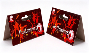 Tarjeta de felicitación de cartón plegable impresa a medida con orificio para colgar, inserto comercial, cubierta rígida y encabezado de papel offset para exhibición en bolsas. - Product Image 3