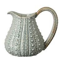Pichet artisanal en céramique en forme d'ormeau, poterie décorative en porcelaine bleu-vert
