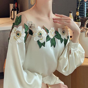 Camisa con Estampado Floral y Parches, Blusa de Moda Primavera Verano 2023, Estilo Coreano, Elegante Camisa de Manga Larga con Encaje para Mujer - Product Image 6
