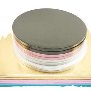 Plateau à gâteau rond et rectangulaire en carton ondulé blanc de 4, 6, 8, 10, 12, 14 pouces, prix de gros, lot de 5 plateaux à gâteau dorés - Product Image 1