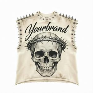 Camiseta Oversize de Estilo Urbano Vintage Lavado, de Gran Gramaje (250g), con Pedrería Termoadhesiva y Estampado DTG de Alta Definición, Hombro Caído - Product Image 2