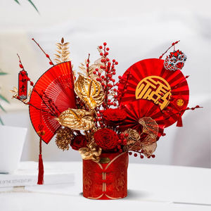 Venta al por mayor Año Nuevo Lunar 2025 Decoración de mesa para el hogar FIESTA DE Nochevieja China vietnamita celebración flor con farolillos regalo - Product Image 1