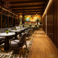 Banc de restaurant moderne personnalisé en marbre rond avec revêtement en tissu et table, mobilier de salon pour café