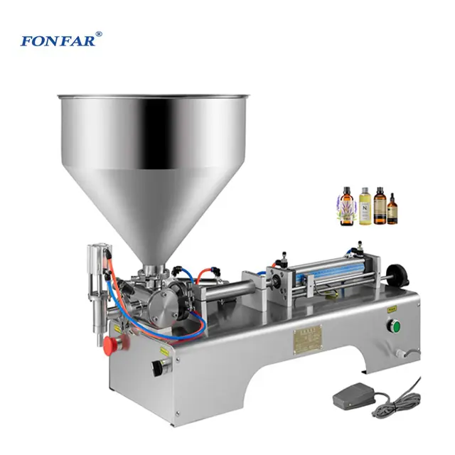 Botol pengisi Piston pneumatik Horizontal semi-otomatis, mesin pengisi jus Dispenser cair dan pasta