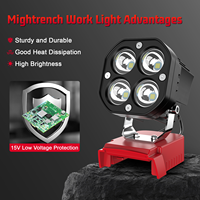 Lámpara LED Inalámbrica de 40W Compatible con Batería Milwaukee de 18V, Portátil, para Trabajo al Aire Libre, Pesca, Emergencias