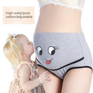 Braguitas de Maternidad de Algodón con Estampado de Caricaturas y Caras Sonrientes, Cintura Alta Ajustable, Ropa Interior para Mujeres Embarazadas - Product Image 3