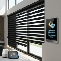 Stores zébrés motorisés intégrés avec télécommande à un bouton pour chambre à coucher, stores intelligents pour la maison