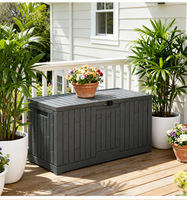 Boîte de rangement extérieure, conteneur de rangement en plastique étanche et verrouillable, armoire de rangement pour outils de jardin, patio, piscine
