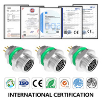 Conector Industrial DIN M8 Código B de 5 Pines, Sensor Circular, Conexión Frontal, Enchufe Hembra Eléctrico para Panel PCB, IP67 Impermeable, Latón